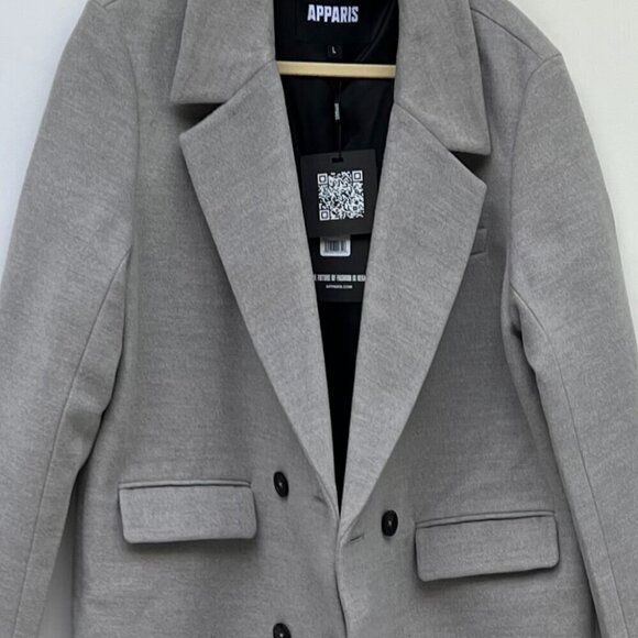 APPARIS Aaron tailored coat double breasted in Gray Size L - Picture 3 of 11